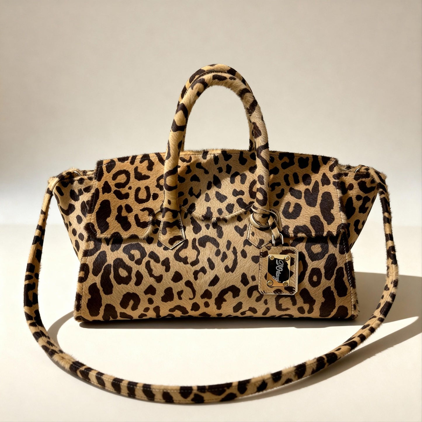 Animal print pony leather bag
