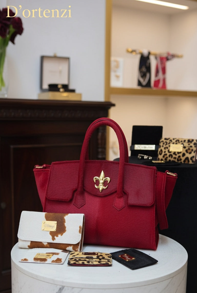 Red Iris Pony Leather Bag