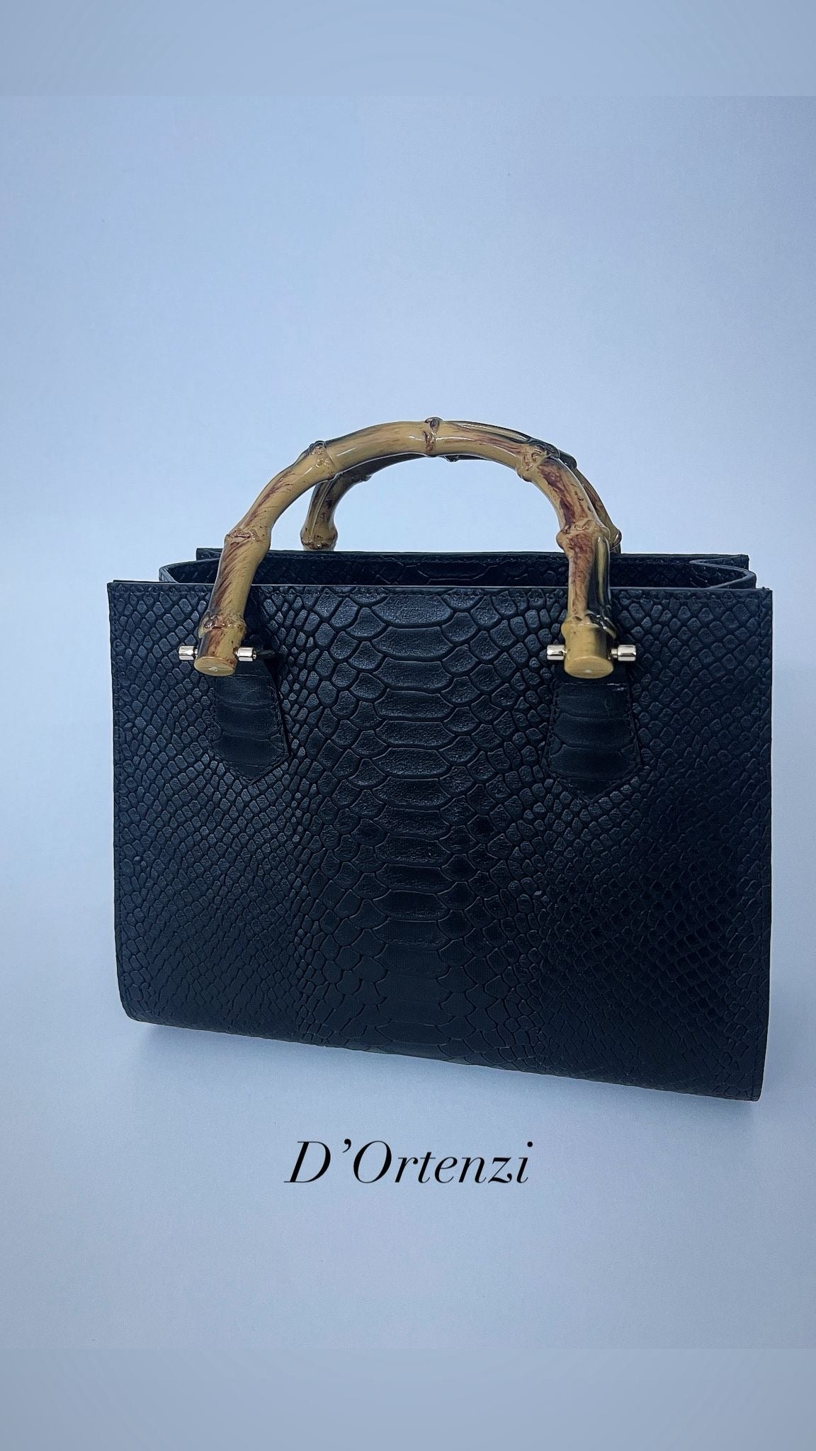 Black Bamboo croco leather Bag