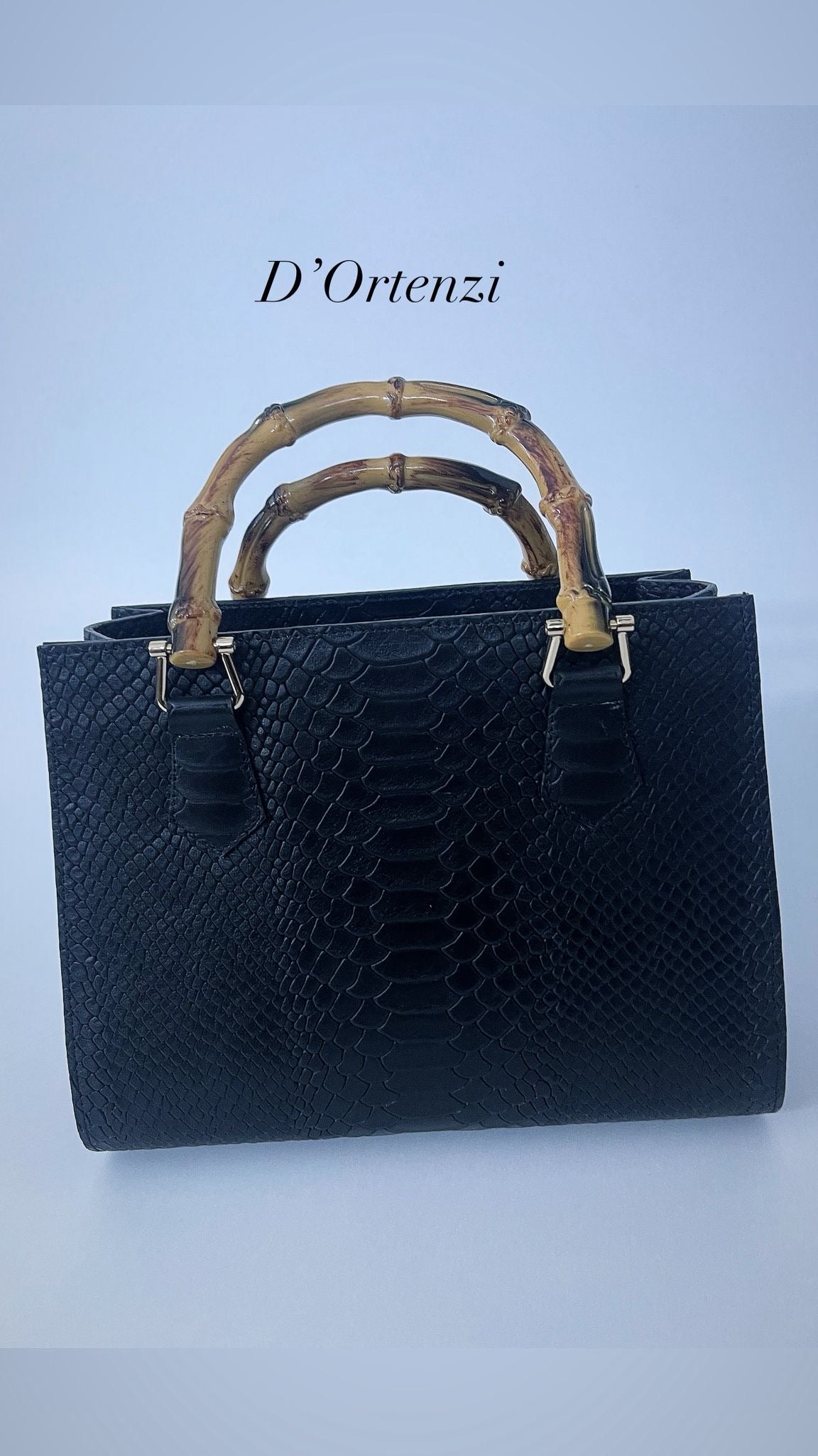 Black Bamboo croco leather Bag