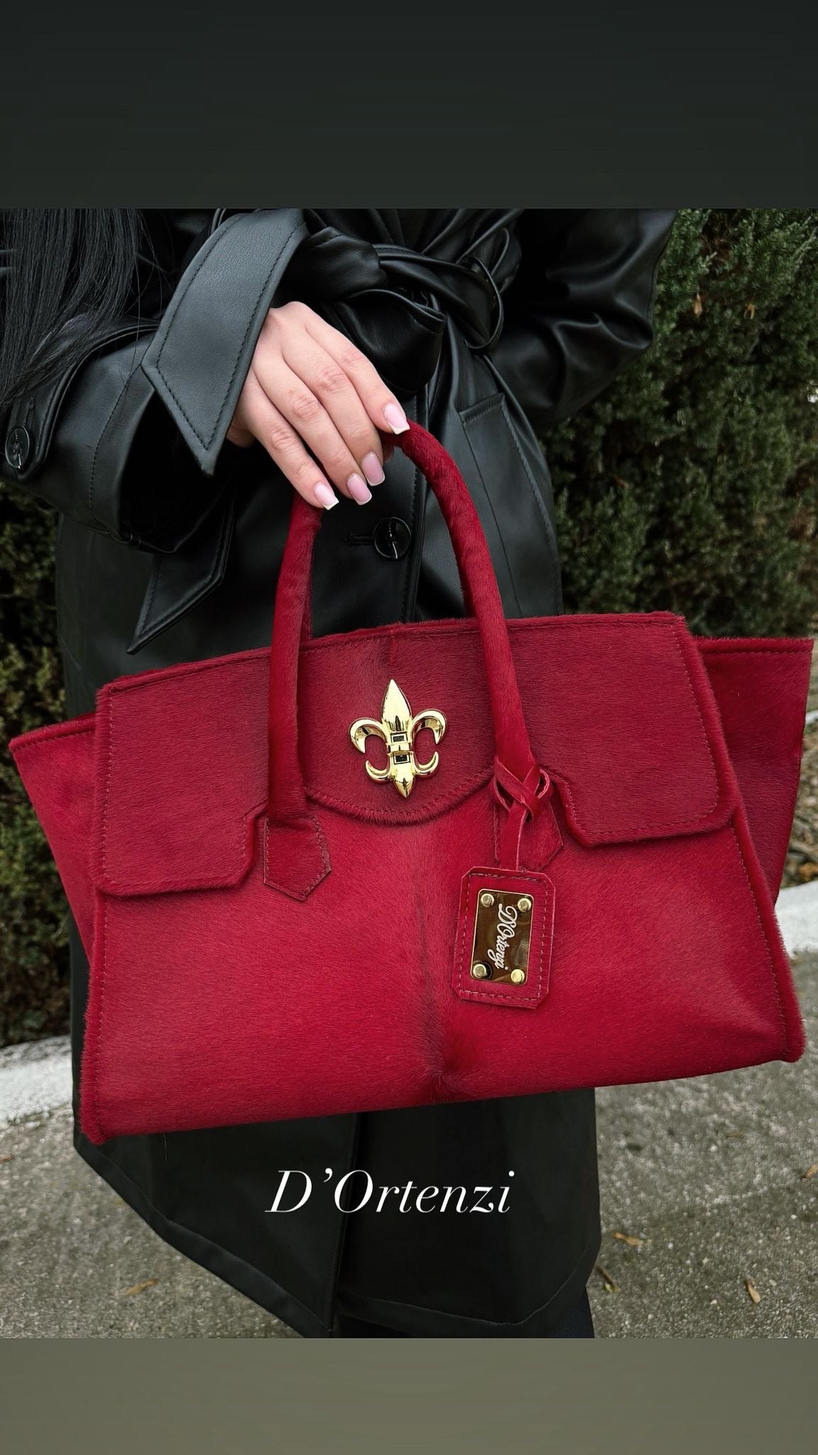 Red Iris Pony Leather Bag