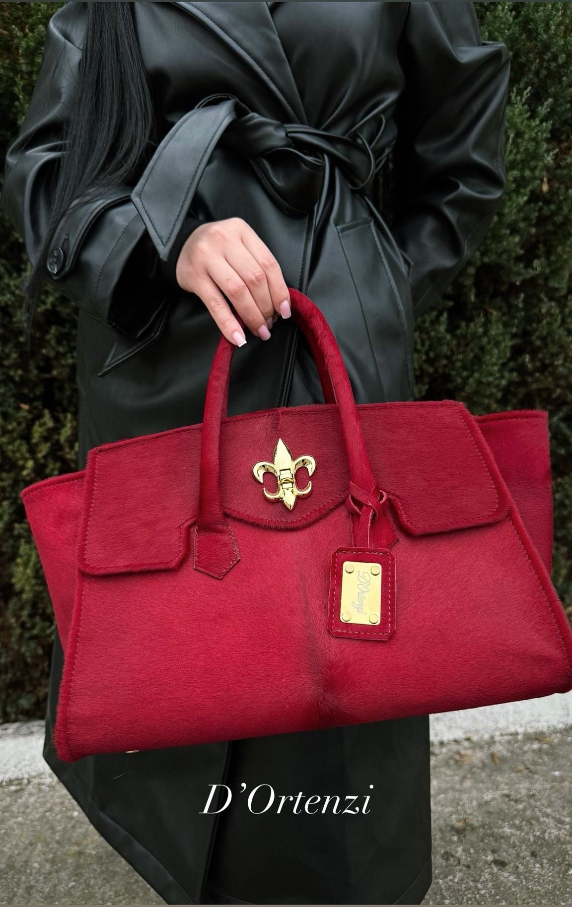 Red Iris Pony Leather Bag