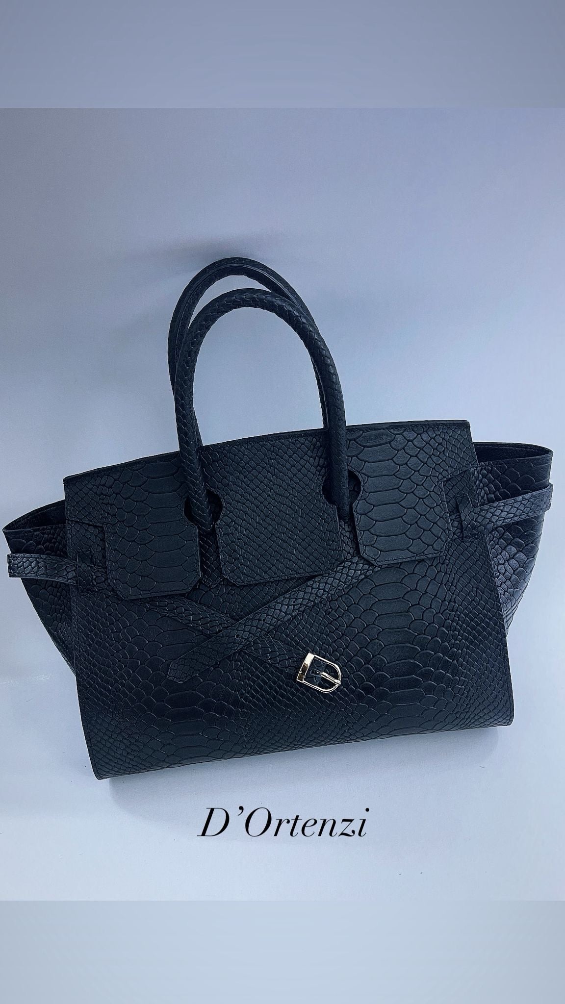 Black Leather croco print Bag