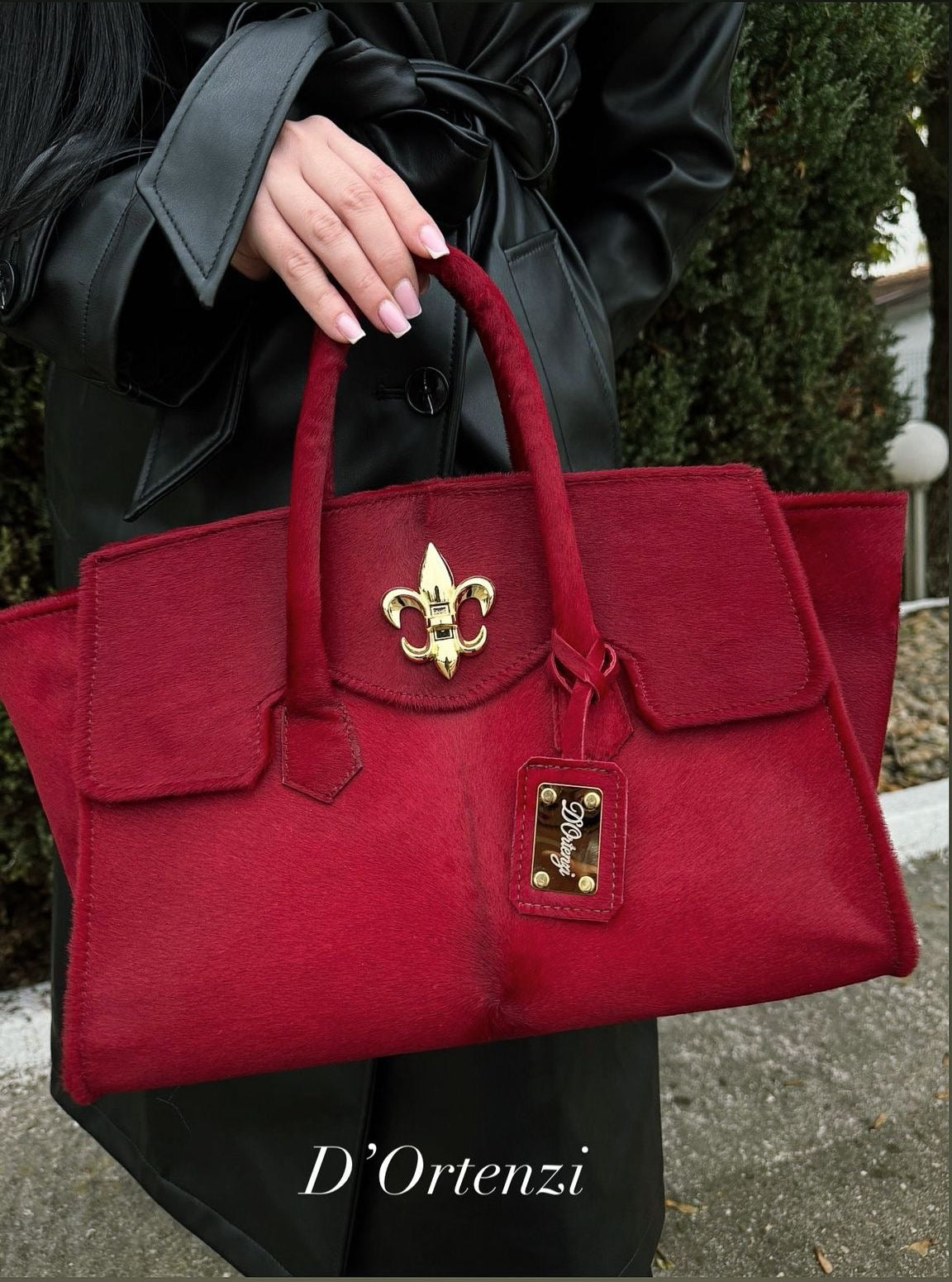 Red Iris Pony Leather Bag