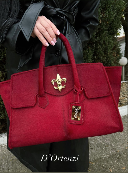 Red Iris Pony Leather Bag