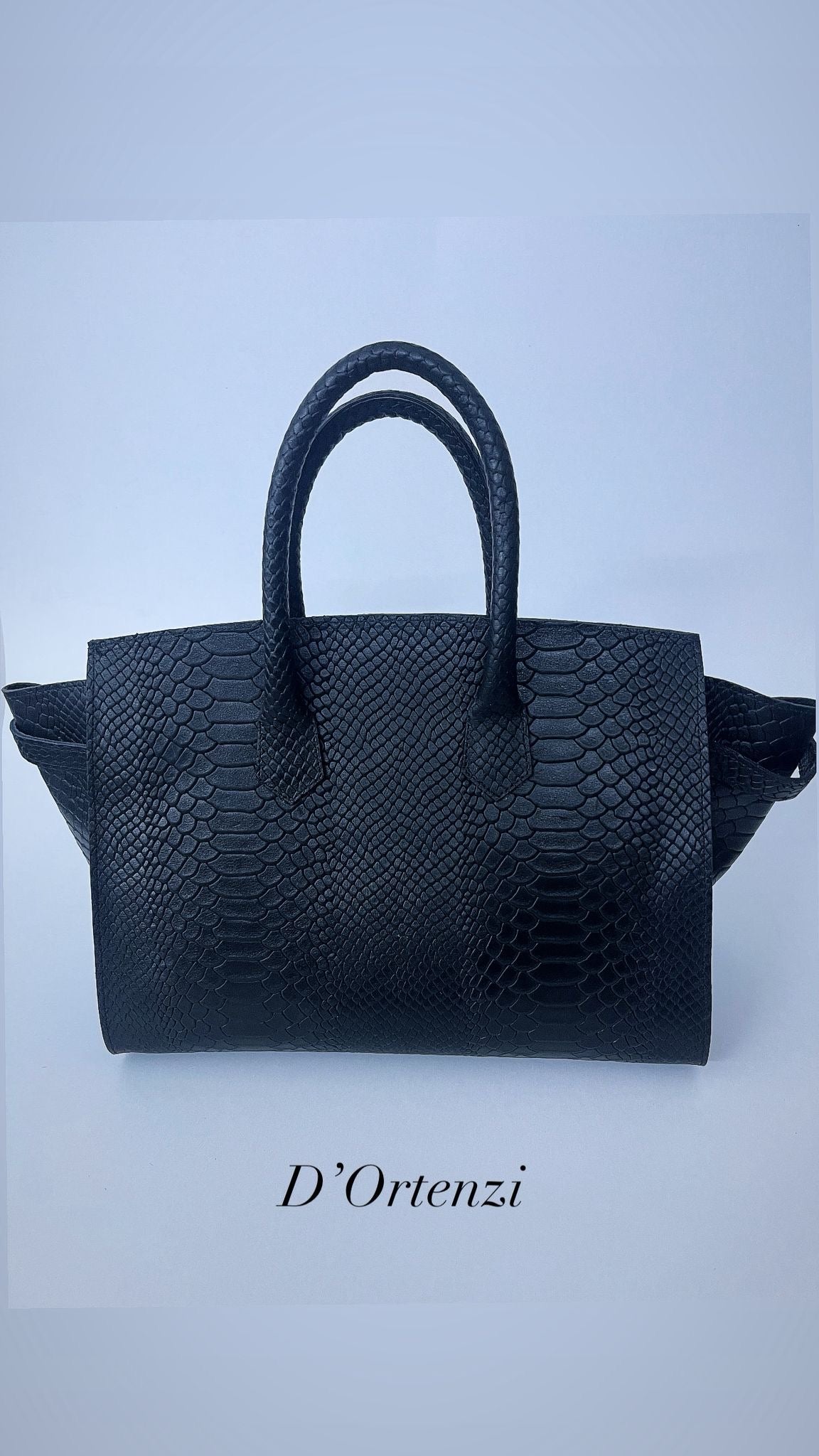 Black Leather croco print Bag