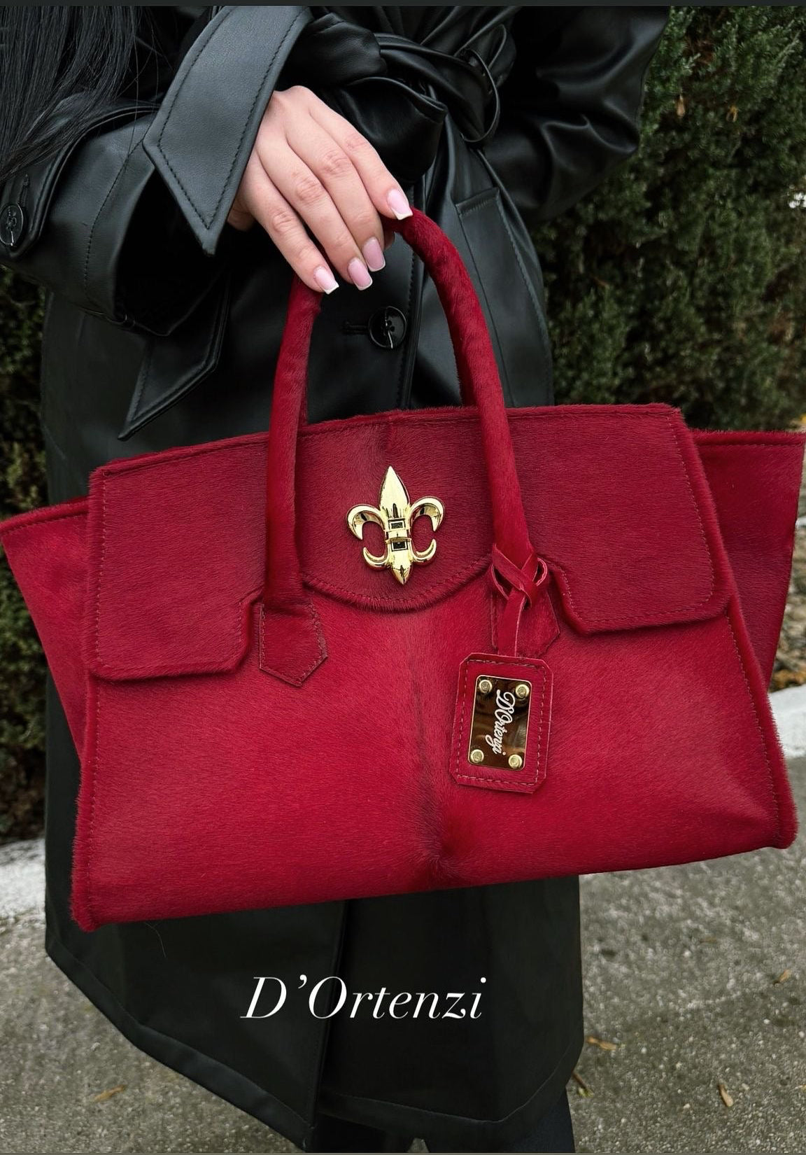 Red Iris Pony Leather Bag