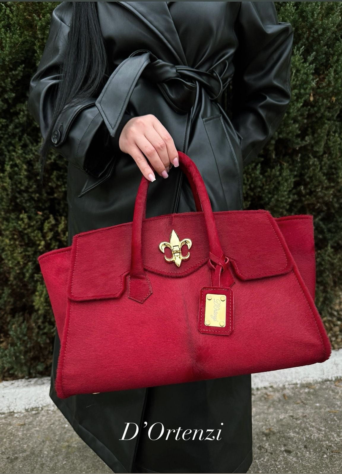Red Iris Pony Leather Bag
