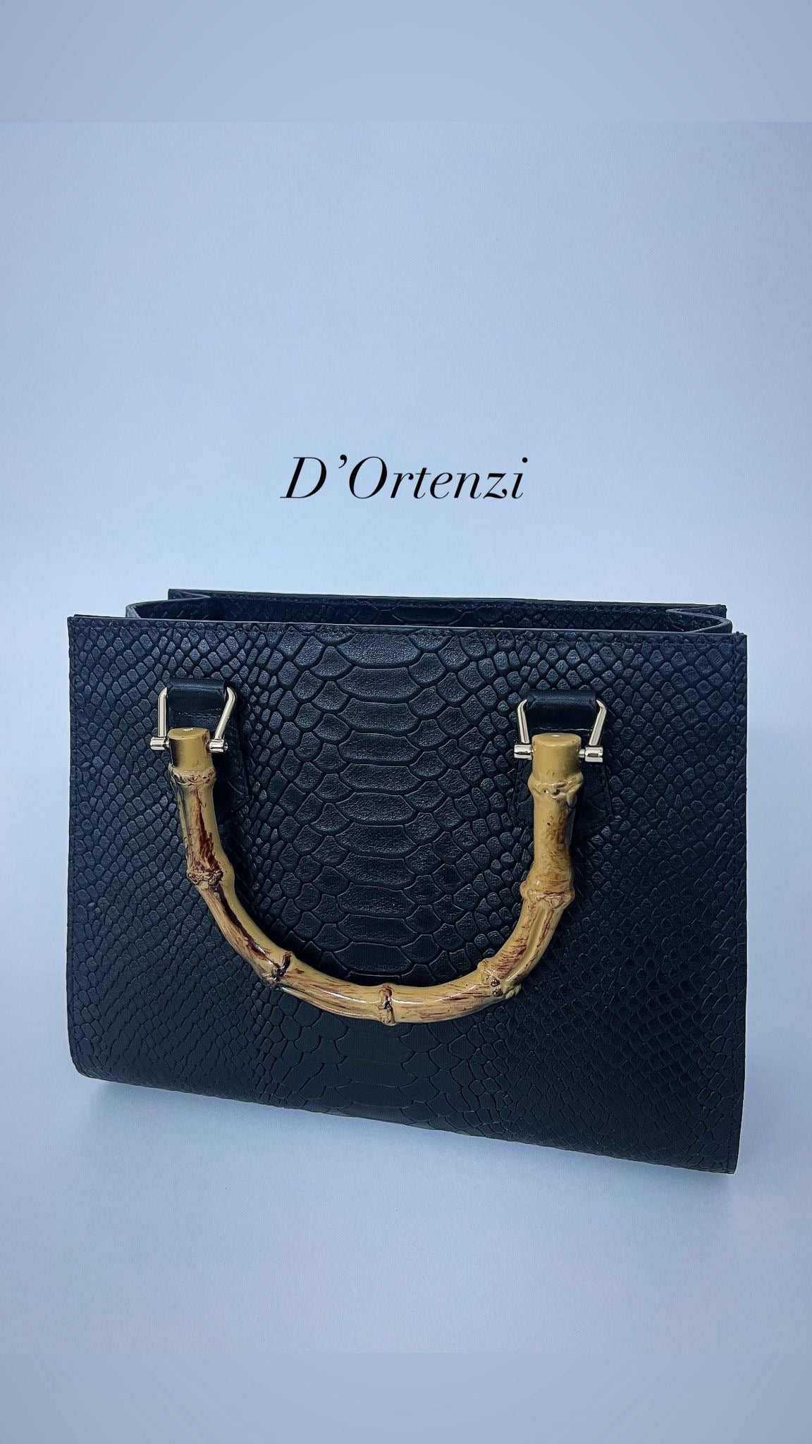 Black Bamboo croco leather Bag