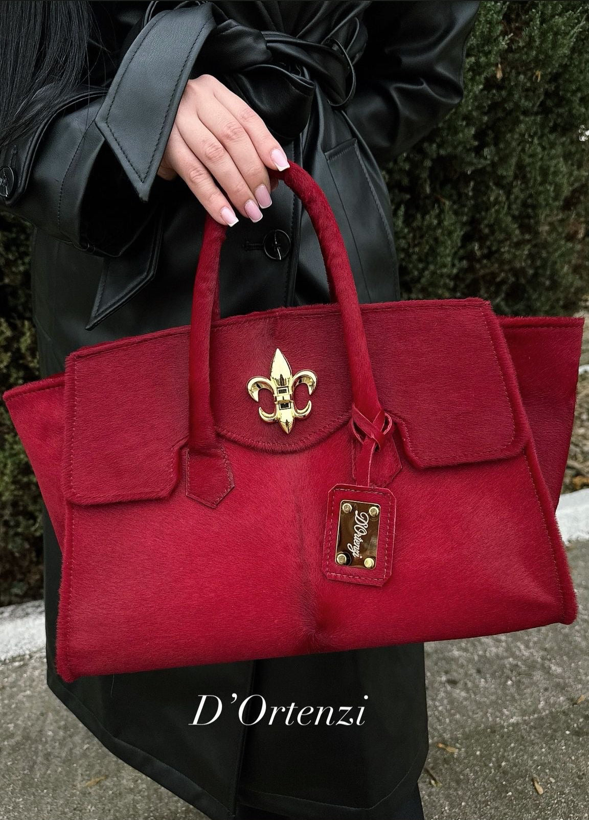 Red Iris Pony Leather Bag